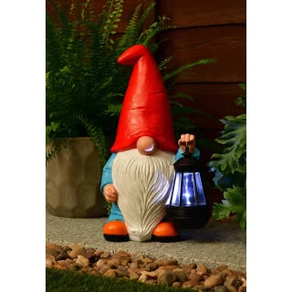 B&M Garden Gonk Ornament With Solar Lantern - Red 4 B&M Garden Gonk Ornament With Solar Lantern - Red - Image 2
