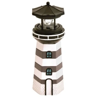 B&M Lighthouse Ornament With Rotating Solar Light - Grey 3 B&M Lighthouse Ornament With Rotating Solar Light - Grey
