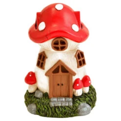 B&M Assorted Mushroom House Ornament With Glowing Solar Light 12 B&M Assorted Mushroom House Ornament With Glowing Solar Light -Garden Furniture 393429 mushroom house ornament with glowing solar light 3