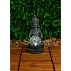B&M Assorted Sitting Solar Buddha Garden Ornament 14 B&M Assorted Sitting Solar Buddha Garden Ornament -Garden Furniture 393441 sitting buddha garden ornament with solar crackle ball 2