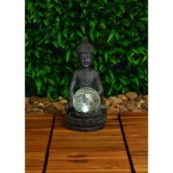 B&M Assorted Sitting Solar Buddha Garden Ornament 13 B&M Assorted Sitting Solar Buddha Garden Ornament -Garden Furniture 393441 sitting buddha garden ornament with solar crackle ball