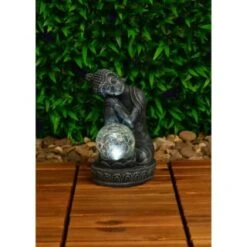 B&M Assorted Sitting Solar Buddha Garden Ornament 15 B&M Assorted Sitting Solar Buddha Garden Ornament -Garden Furniture 393441 sitting buddha garden ornament with solar crackle ball 3