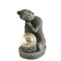B&M Assorted Sitting Solar Buddha Garden Ornament 12 B&M Assorted Sitting Solar Buddha Garden Ornament -Garden Furniture 393441 sitting buddha garden ornament with solar crackle ball 4