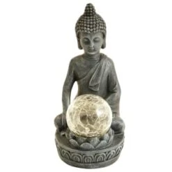 B&M Assorted Sitting Solar Buddha Garden Ornament 11 B&M Assorted Sitting Solar Buddha Garden Ornament -Garden Furniture 393441 sitting buddha garden ornament with solar crackle ball 5