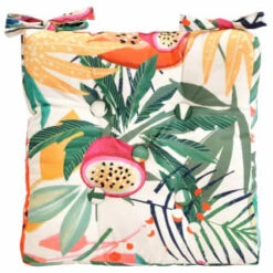 Garden Furniture 18 B&M Luxury Seat Pad - White Tropical Print