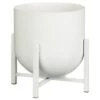 B&M White Metal Planter On Stand -Garden Furniture 393654 white metal planter on stand