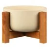 B&M Cream Planter On Wooden Stand -Garden Furniture 393693 cream planter on wooden stand 2