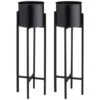B&M Tall Round Planter 2pk - Black -Garden Furniture 397834 2pk tall round planters