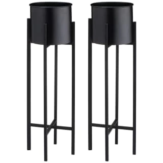 B&M Tall Round Planter 2pk - Black 3 B&M Tall Round Planter 2pk - Black